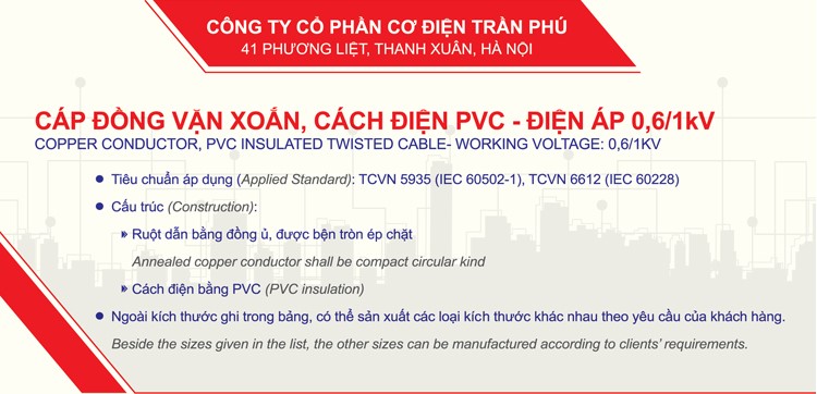Cấu tạo cáp đồng vặn xoắn